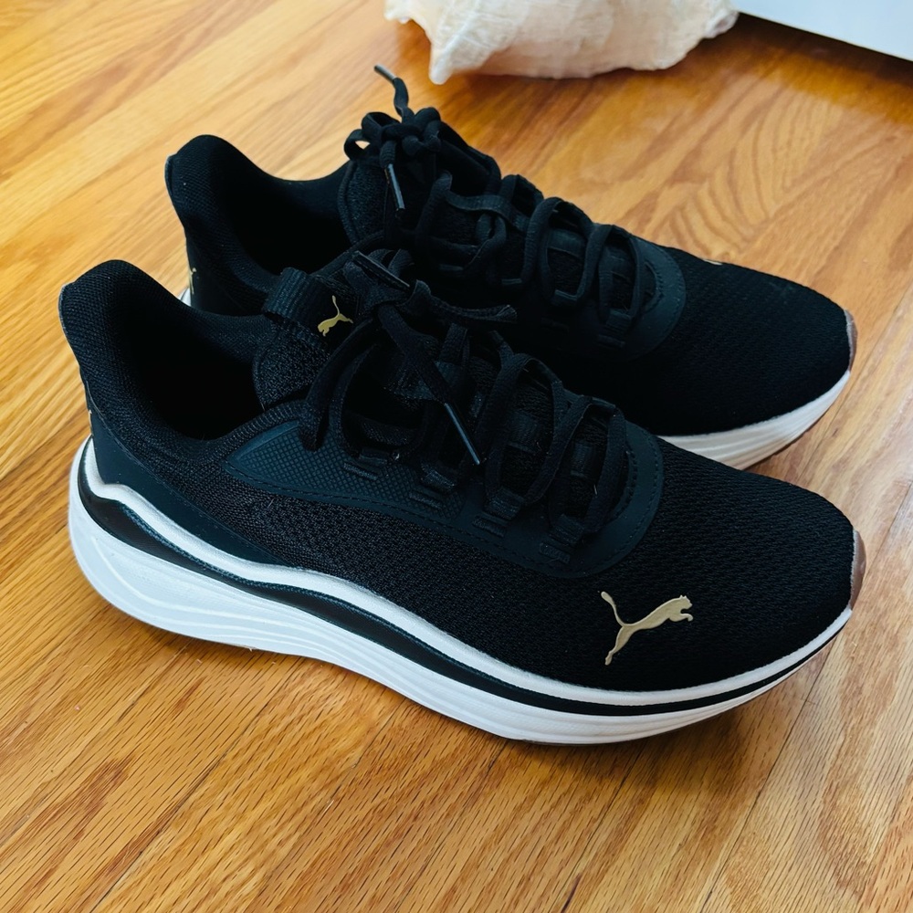 Puma Black Sneakers with White Soles
